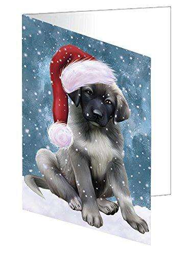 Let it Snow Christmas Holiday Anatolian Shepherds Dog Wearing Santa Hat Handmade Artwork Assorted Pets Greeting Cards and Note Cards with Envelopes for All Occasions and Holiday Seasons