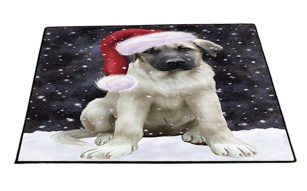 Let it Snow Christmas Holiday Anatolian Shepherds Dog Wearing Santa Hat Indoor/Outdoor Floormat