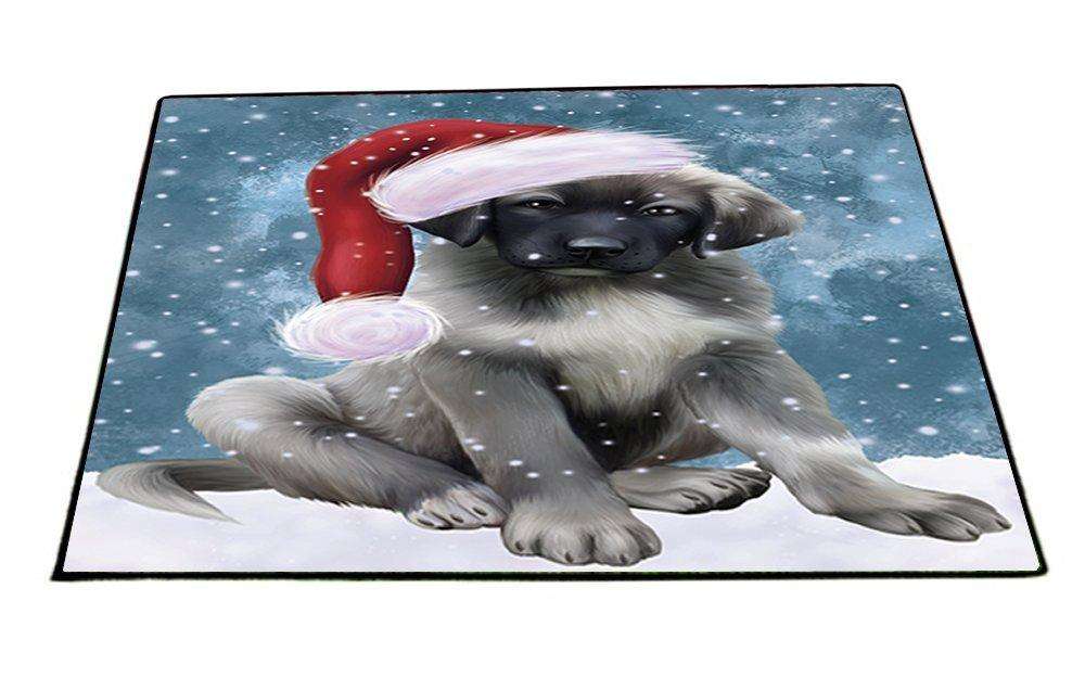 Let it Snow Christmas Holiday Anatolian Shepherds Dog Wearing Santa Hat Indoor/Outdoor Floormat
