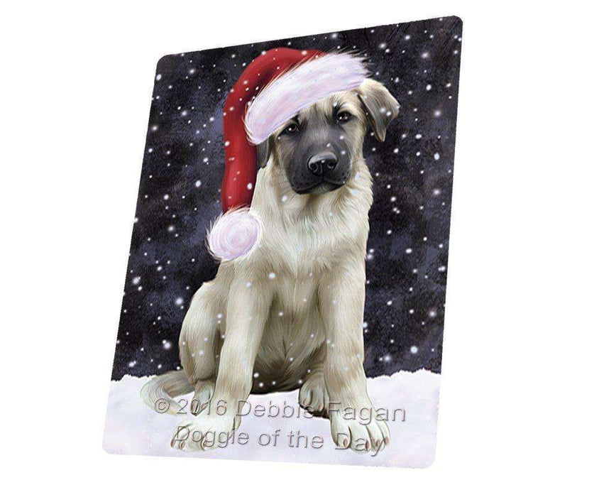 Let It Snow Christmas Holiday Anatolian Shepherds Dog Wearing Santa Hat Magnet Mini (3.5" x 2")