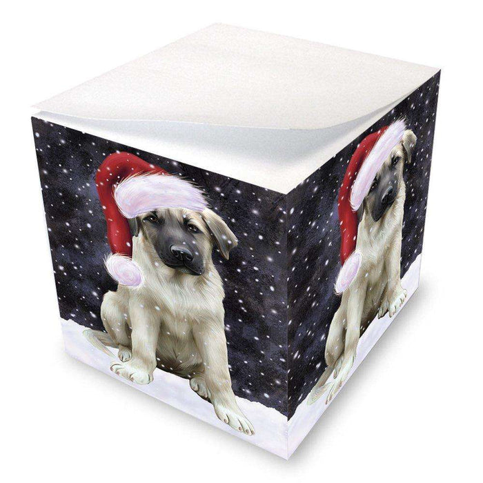 Let it Snow Christmas Holiday Anatolian Shepherds Dog Wearing Santa Hat Note Cube D242