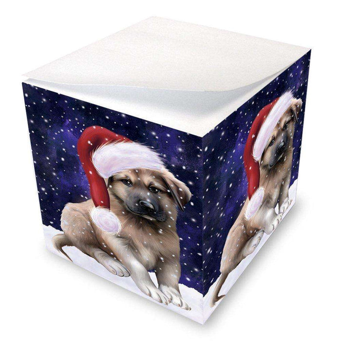 Let it Snow Christmas Holiday Anatolian Shepherds Dog Wearing Santa Hat Note Cube D243