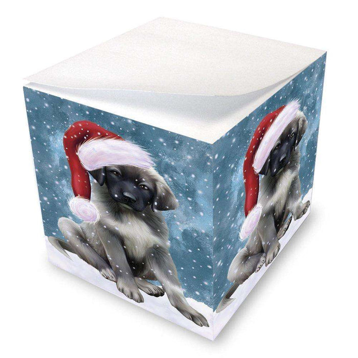 Let it Snow Christmas Holiday Anatolian Shepherds Dog Wearing Santa Hat Note Cube D244