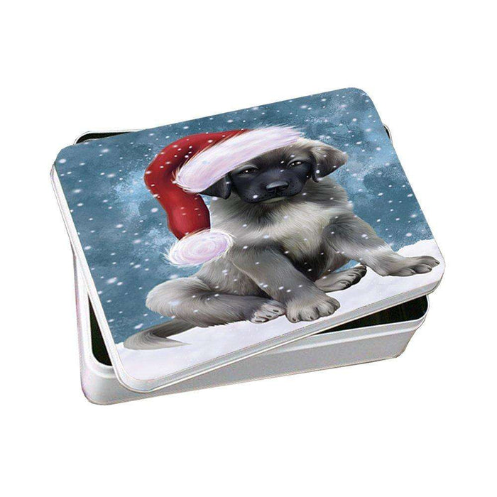 Let it Snow Christmas Holiday Anatolian Shepherds Dog Wearing Santa Hat Photo Storage Tin
