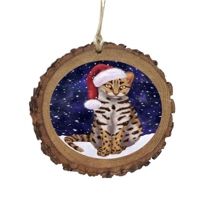 Let it Snow Christmas Holiday Asian Leopard Cat Wooden Christmas Ornament WOR48407