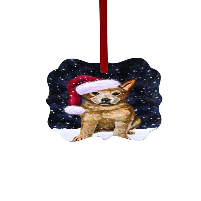Let it Snow Christmas Holiday Australian Cattle Dog Double-Sided Photo Benelux Christmas Ornament LOR48408