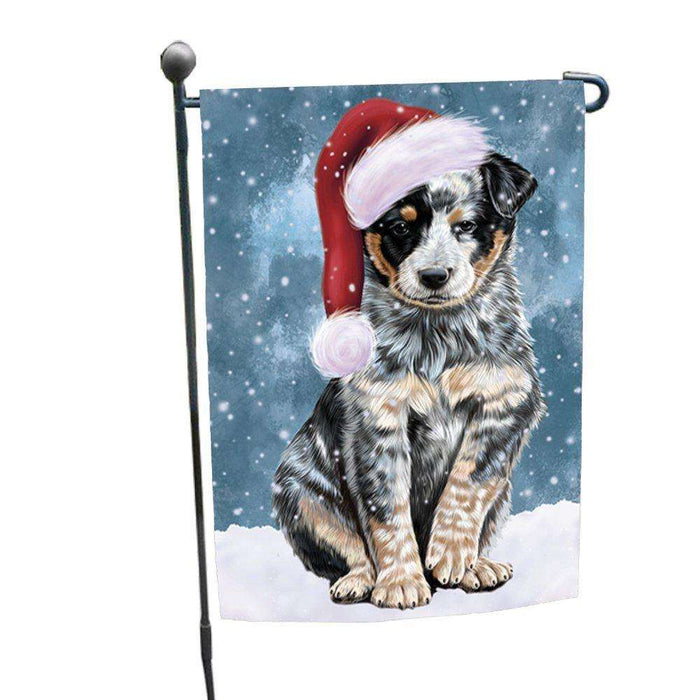 Let it Snow Christmas Holiday Australian Cattle Dog Wearing Santa Hat Garden Flag