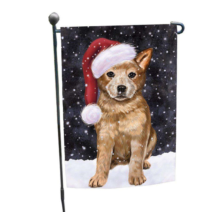 Let it Snow Christmas Holiday Australian Cattle Dog Wearing Santa Hat Garden Flag