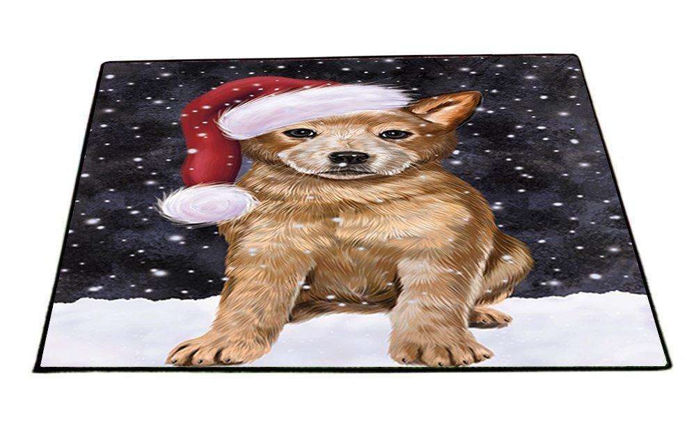 Let it Snow Christmas Holiday Australian Cattle Dog Wearing Santa Hat Indoor/Outdoor Floormat