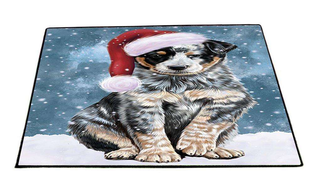 Let it Snow Christmas Holiday Australian Cattle Dog Wearing Santa Hat Indoor/Outdoor Floormat