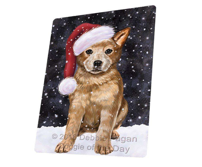 Let it Snow Christmas Holiday Australian Cattle Dog Wearing Santa Hat Tempered Cutting Board