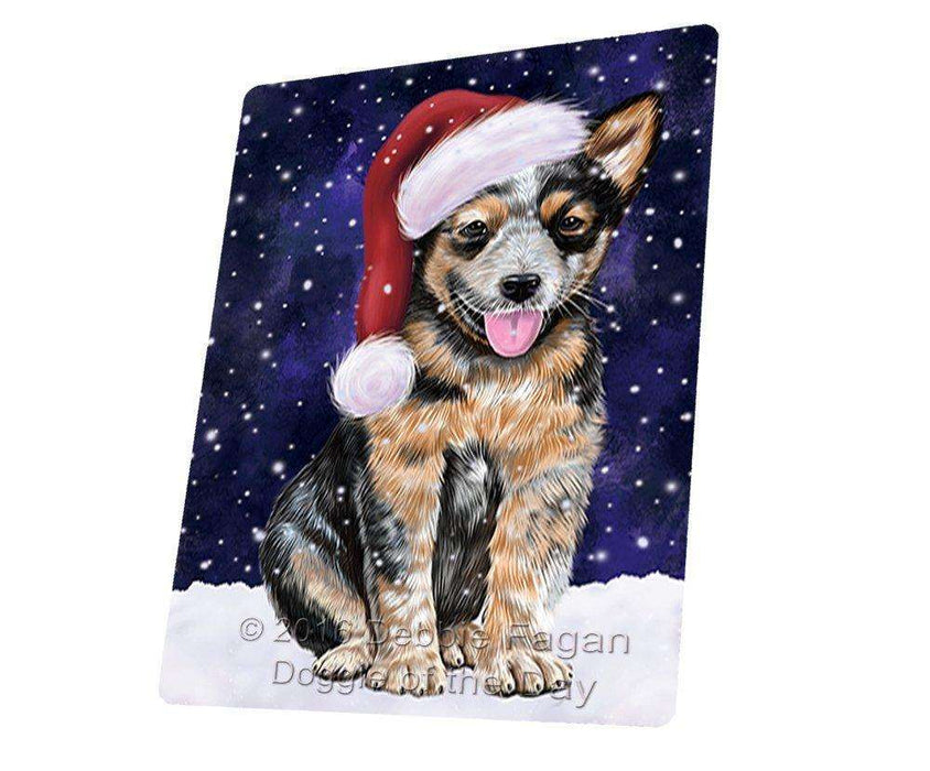 Let it Snow Christmas Holiday Australian Cattle Dog Wearing Santa Hat Tempered Cutting Board