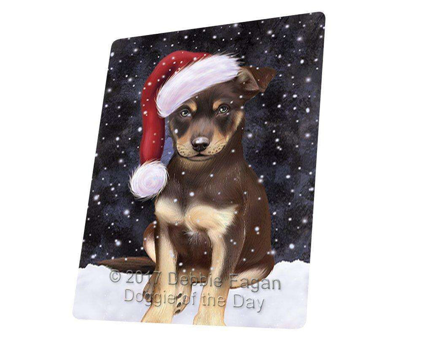 Let it Snow Christmas Holiday Australian Kelpies Dog Wearing Santa Hat Art Portrait Print Woven Throw Sherpa Plush Fleece Blanket D101
