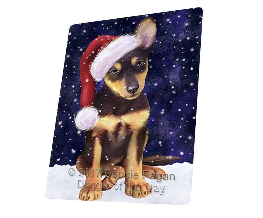 Let it Snow Christmas Holiday Australian Kelpies Dog Wearing Santa Hat Art Portrait Print Woven Throw Sherpa Plush Fleece Blanket D102