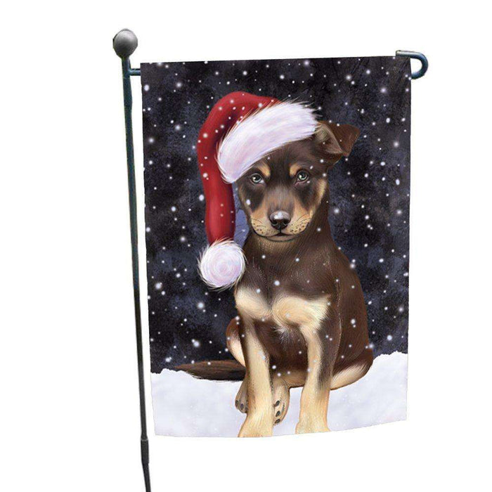 Let it Snow Christmas Holiday Australian Kelpies Dog Wearing Santa Hat Garden Flag FLG101