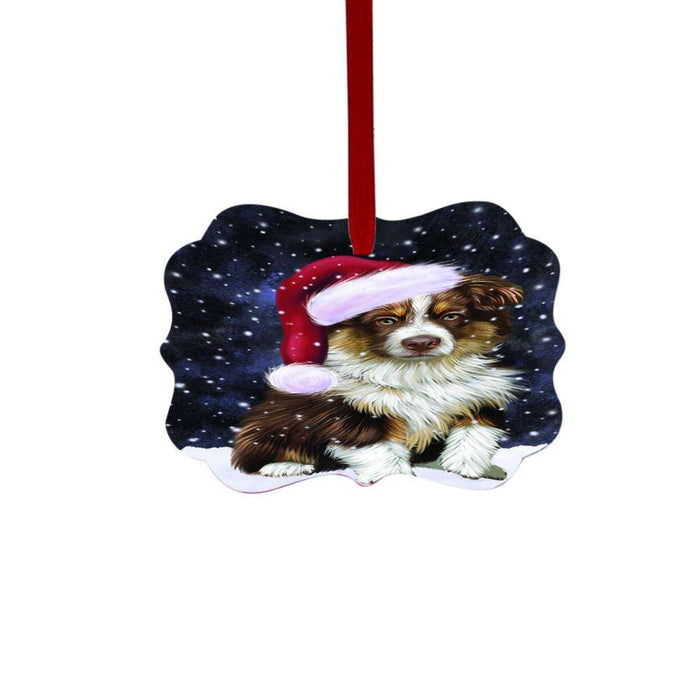 Let it Snow Christmas Holiday Australian Shepherd Dog Double-Sided Photo Benelux Christmas Ornament LOR48415