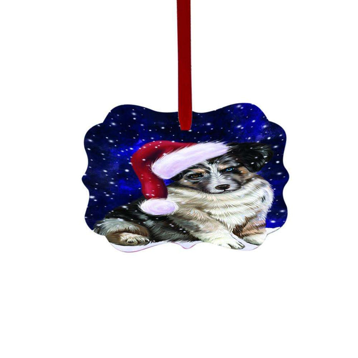 Let it Snow Christmas Holiday Australian Shepherd Dog Double-Sided Photo Benelux Christmas Ornament LOR48416