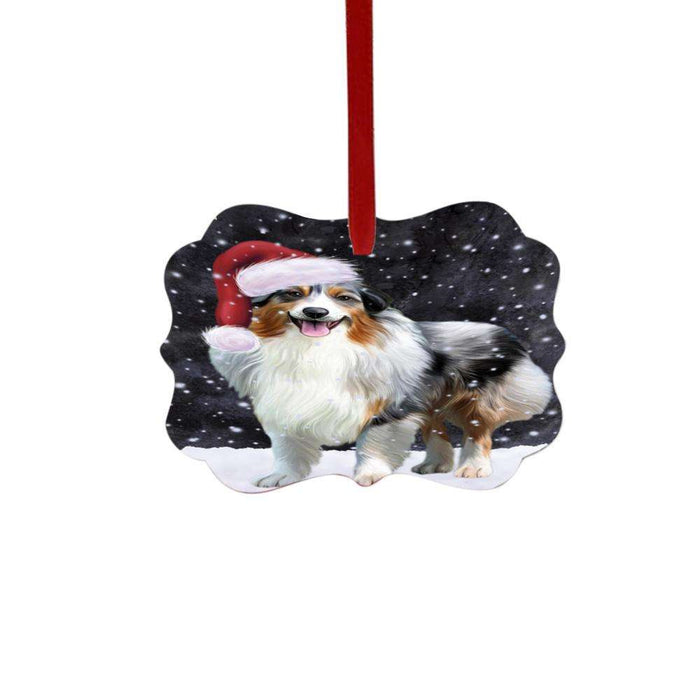 Let it Snow Christmas Holiday Australian Shepherd Dog Double-Sided Photo Benelux Christmas Ornament LOR48418