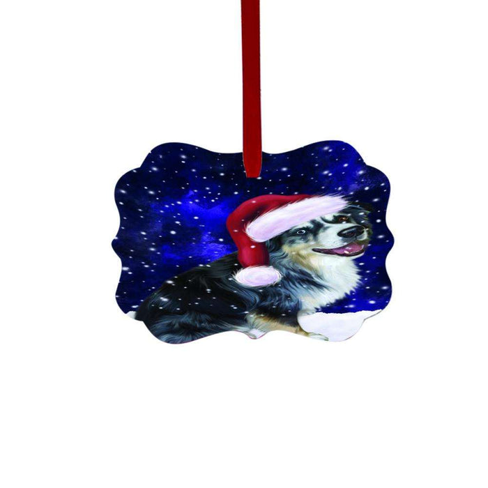 Let it Snow Christmas Holiday Australian Shepherd Dog Double-Sided Photo Benelux Christmas Ornament LOR48419