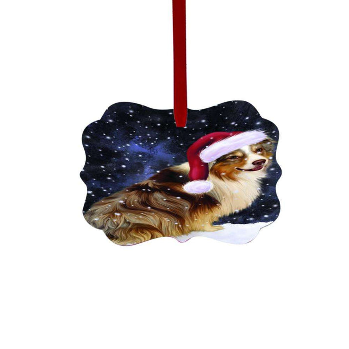 Let it Snow Christmas Holiday Australian Shepherd Dog Double-Sided Photo Benelux Christmas Ornament LOR48420