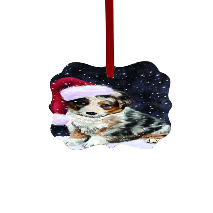 Let it Snow Christmas Holiday Australian Shepherd Dog Double-Sided Photo Benelux Christmas Ornament LOR48421