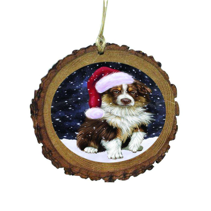 Let it Snow Christmas Holiday Australian Shepherd Dog Wooden Christmas Ornament WOR48415