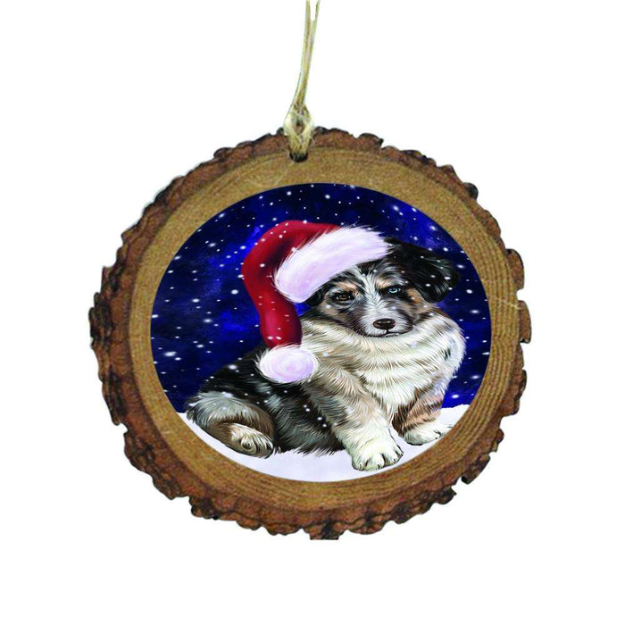 Let it Snow Christmas Holiday Australian Shepherd Dog Wooden Christmas Ornament WOR48416