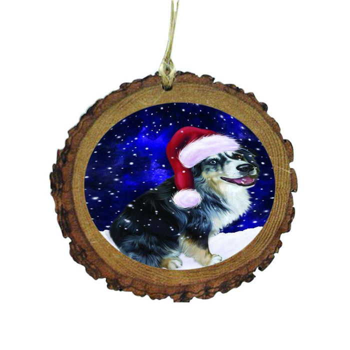 Let it Snow Christmas Holiday Australian Shepherd Dog Wooden Christmas Ornament WOR48419