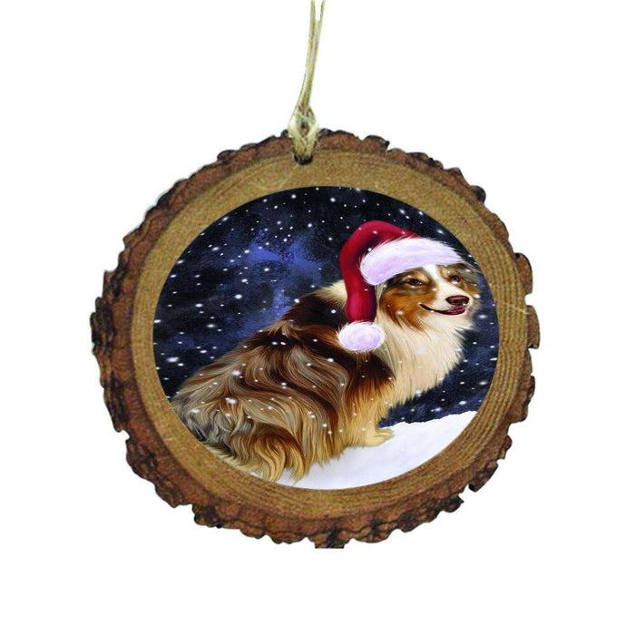 Let it Snow Christmas Holiday Australian Shepherd Dog Wooden Christmas Ornament WOR48420