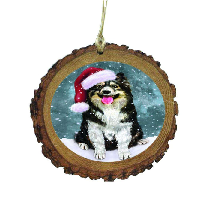 Let it Snow Christmas Holiday Australian Shepherd Dog Wooden Christmas Ornament WOR48424