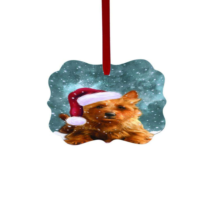 Let it Snow Christmas Holiday Australian Terrier Dog Double-Sided Photo Benelux Christmas Ornament LOR48422