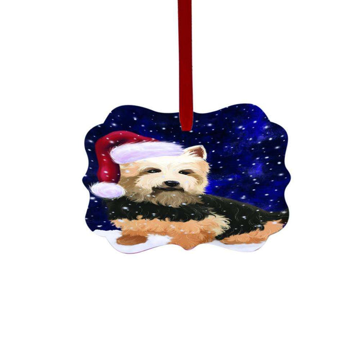 Let it Snow Christmas Holiday Australian Terrier Dog Double-Sided Photo Benelux Christmas Ornament LOR48423