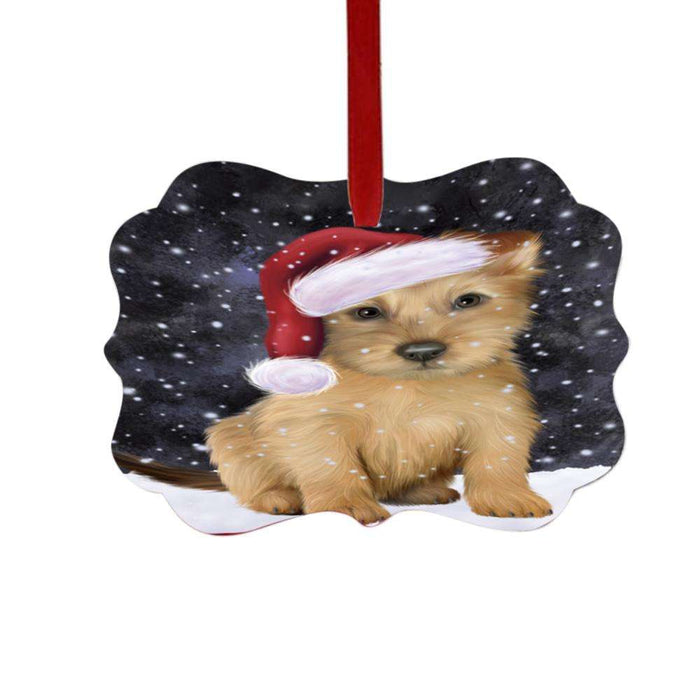 Let it Snow Christmas Holiday Australian Terrier Dog Double-Sided Photo Benelux Christmas Ornament LOR48915