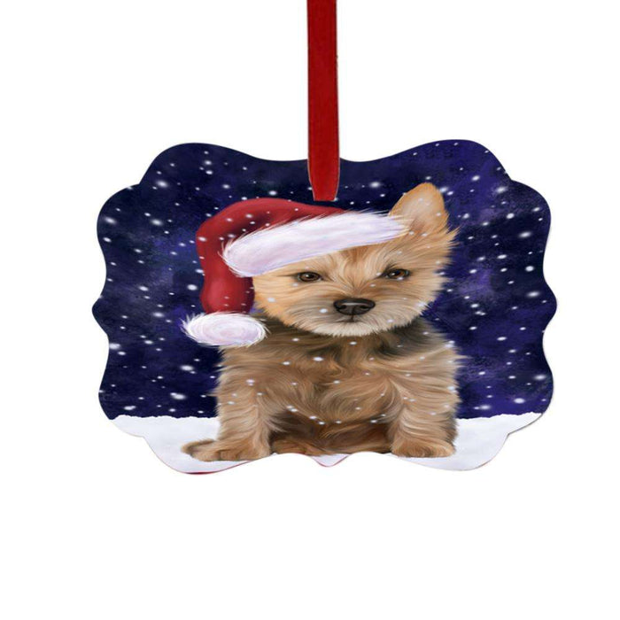 Let it Snow Christmas Holiday Australian Terrier Dog Double-Sided Photo Benelux Christmas Ornament LOR48916