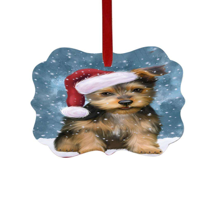 Let it Snow Christmas Holiday Australian Terrier Dog Double-Sided Photo Benelux Christmas Ornament LOR48917