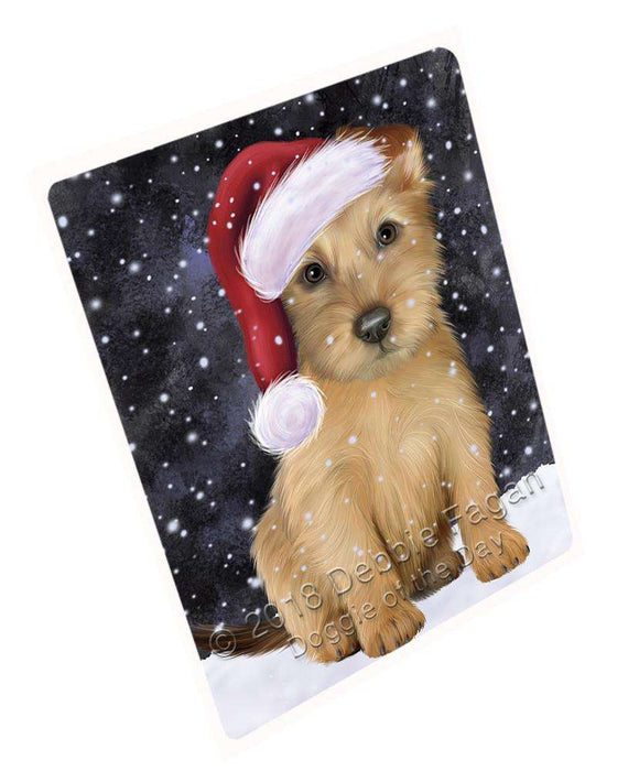 Let it Snow Christmas Holiday Australian Terrier Dog Wearing Santa Hat Blanket BLNKT105807