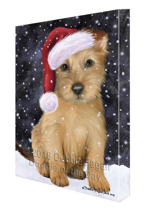 Let it Snow Christmas Holiday Australian Terrier Dog Wearing Santa Hat Canvas Print Wall Art Décor CVS106316
