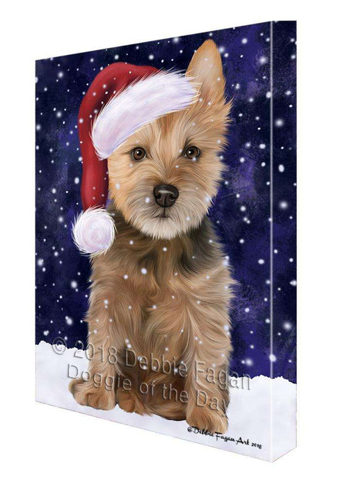 Let it Snow Christmas Holiday Australian Terrier Dog Wearing Santa Hat Canvas Print Wall Art Décor CVS106325