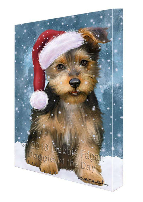 Let it Snow Christmas Holiday Australian Terrier Dog Wearing Santa Hat Canvas Print Wall Art Décor CVS106334