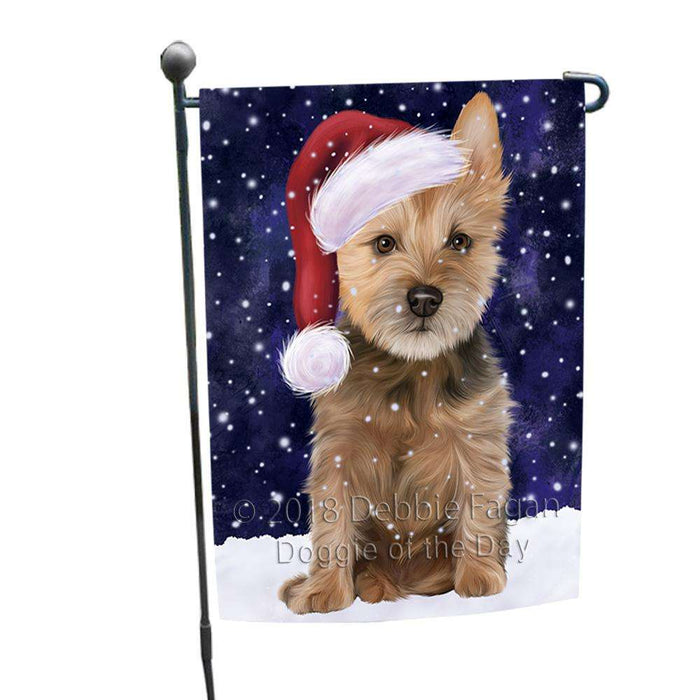 Let it Snow Christmas Holiday Australian Terrier Dog Wearing Santa Hat Garden Flag GFLG54337