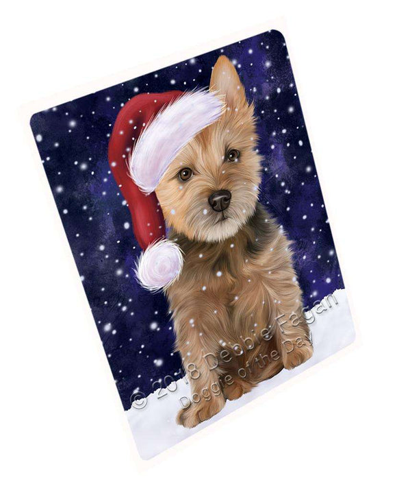 Let it Snow Christmas Holiday Australian Terrier Dog Wearing Santa Hat Large Refrigerator / Dishwasher Magnet RMAG86532