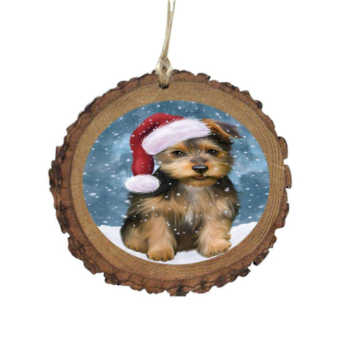 Let it Snow Christmas Holiday Australian Terrier Dog Wooden Christmas Ornament WOR48917