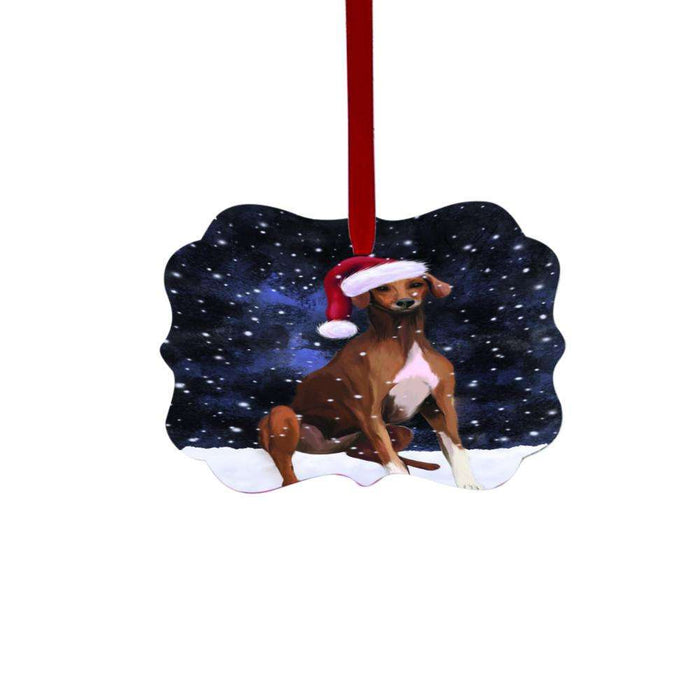 Let it Snow Christmas Holiday Azawakh Dog Double-Sided Photo Benelux Christmas Ornament LOR48425