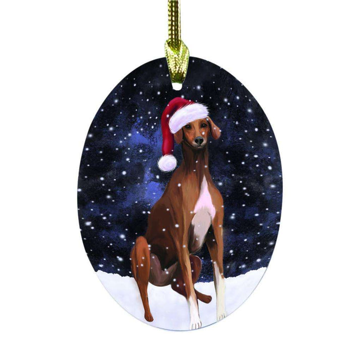 Let it Snow Christmas Holiday Azawakh Dog Oval Glass Christmas Ornament OGOR48425