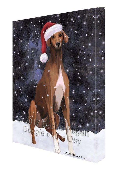 Let it Snow Christmas Holiday Azawakh Dog Wearing Santa Hat Canvas Wall Art D217 (24x36)