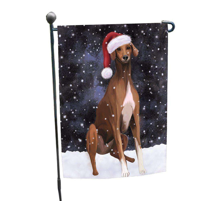 Let it Snow Christmas Holiday Azawakh Dog Wearing Santa Hat Garden Flag D217