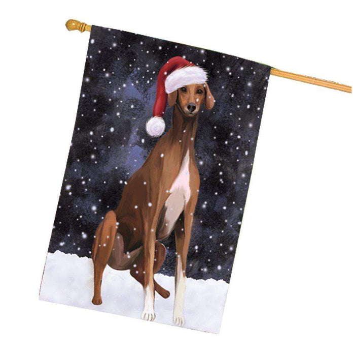 Let it Snow Christmas Holiday Azawakh Dog Wearing Santa Hat House Flag