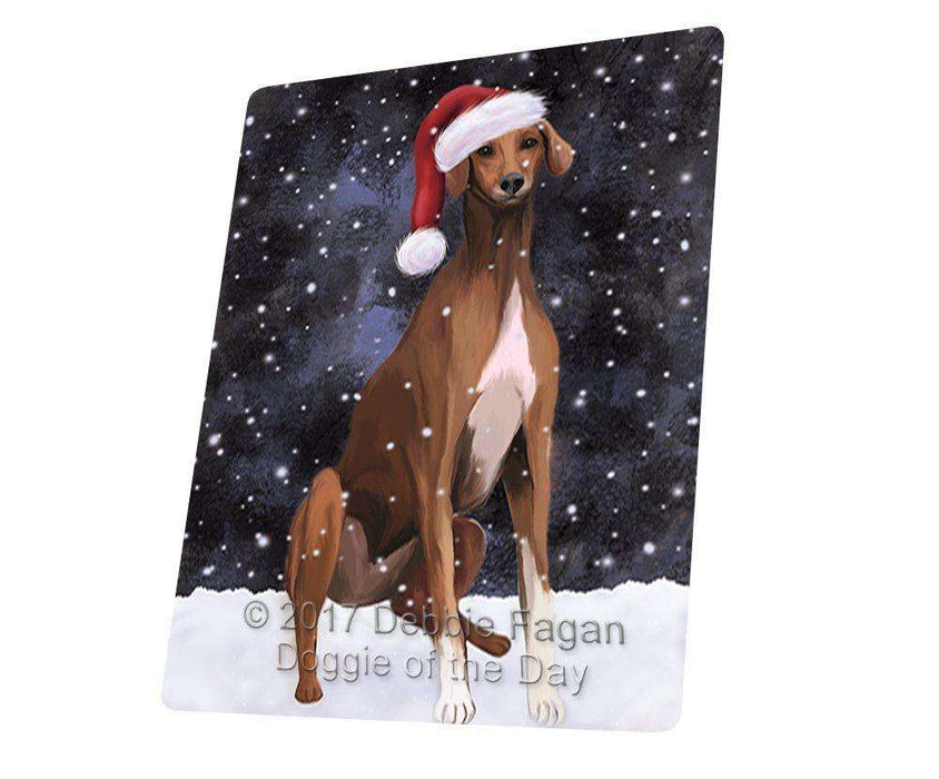 Let it Snow Christmas Holiday Azawakh Dog Wearing Santa Hat Tempered Cutting Board D217
