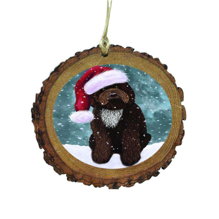 Let it Snow Christmas Holiday Barbet Dog Wooden Christmas Ornament WOR48426