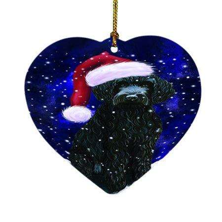 Let it Snow Christmas Holiday Barbets Dog Wearing Santa Hat Heart Ornament D309